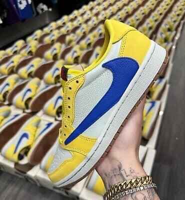 Custom Travis Scott x Air Jordan 1 Low “Canary” DZ4137-700 SneakerNational