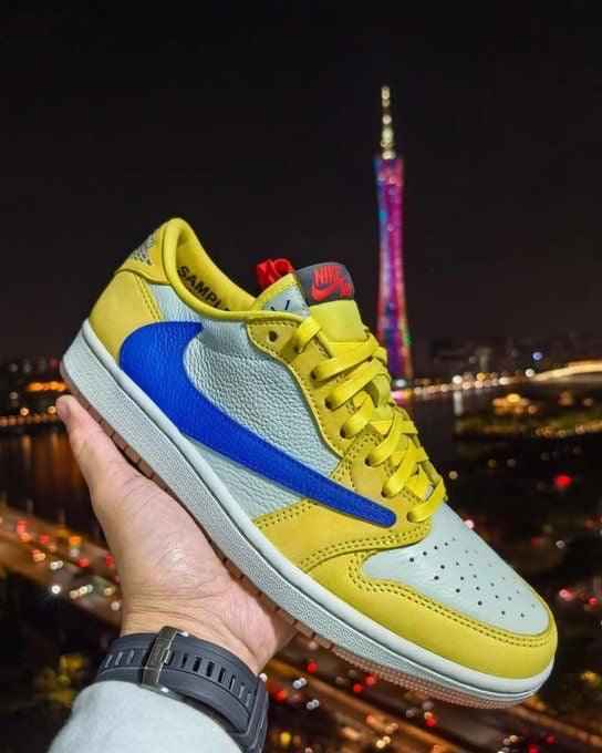 Custom Travis Scott x Air Jordan 1 Low “Canary” DZ4137-700 SneakerNational