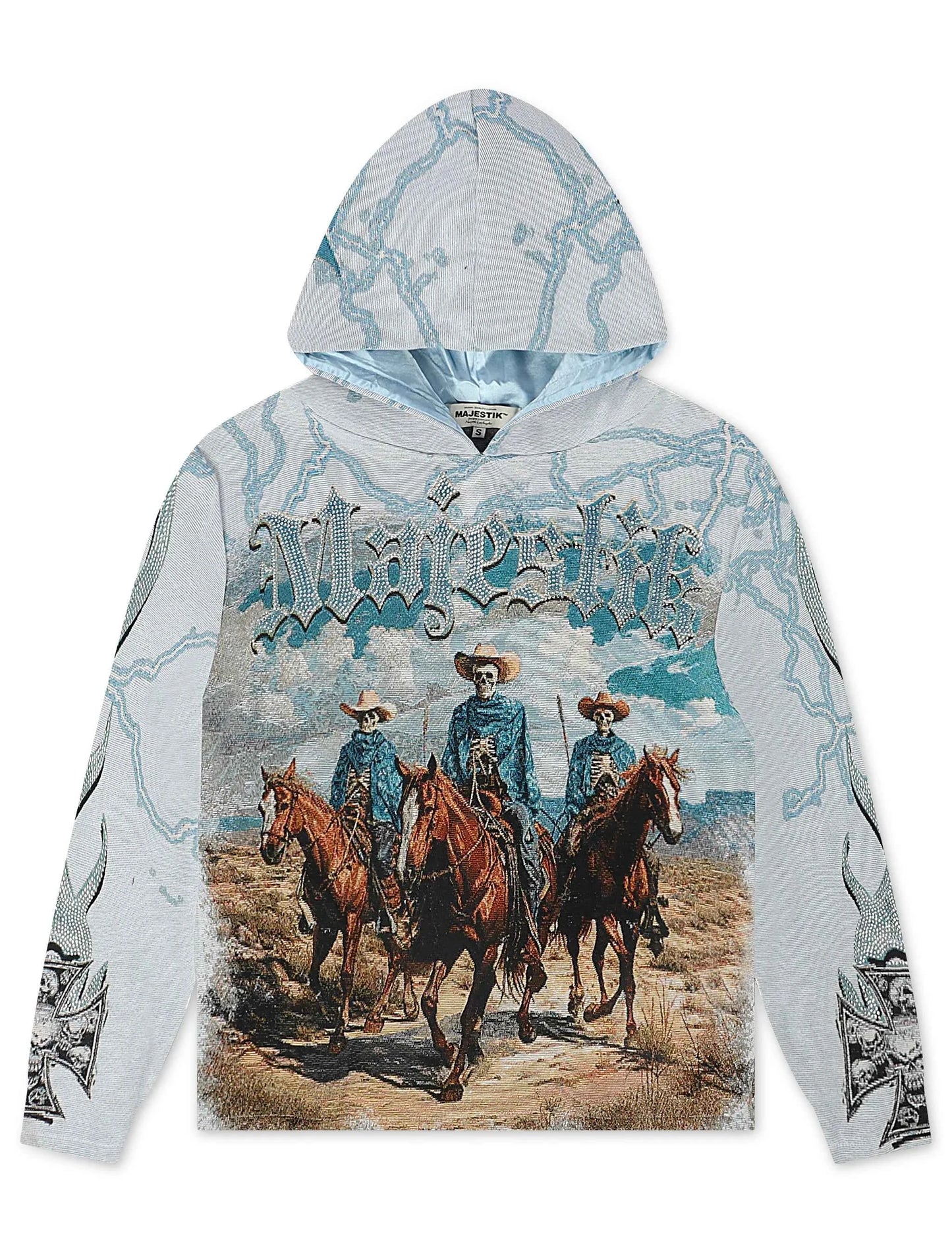 Majestik Mens Invasion Tapestry Hoodie - Blue