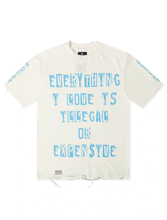 November Reign Everything I Love Hand Shredded Tee - White