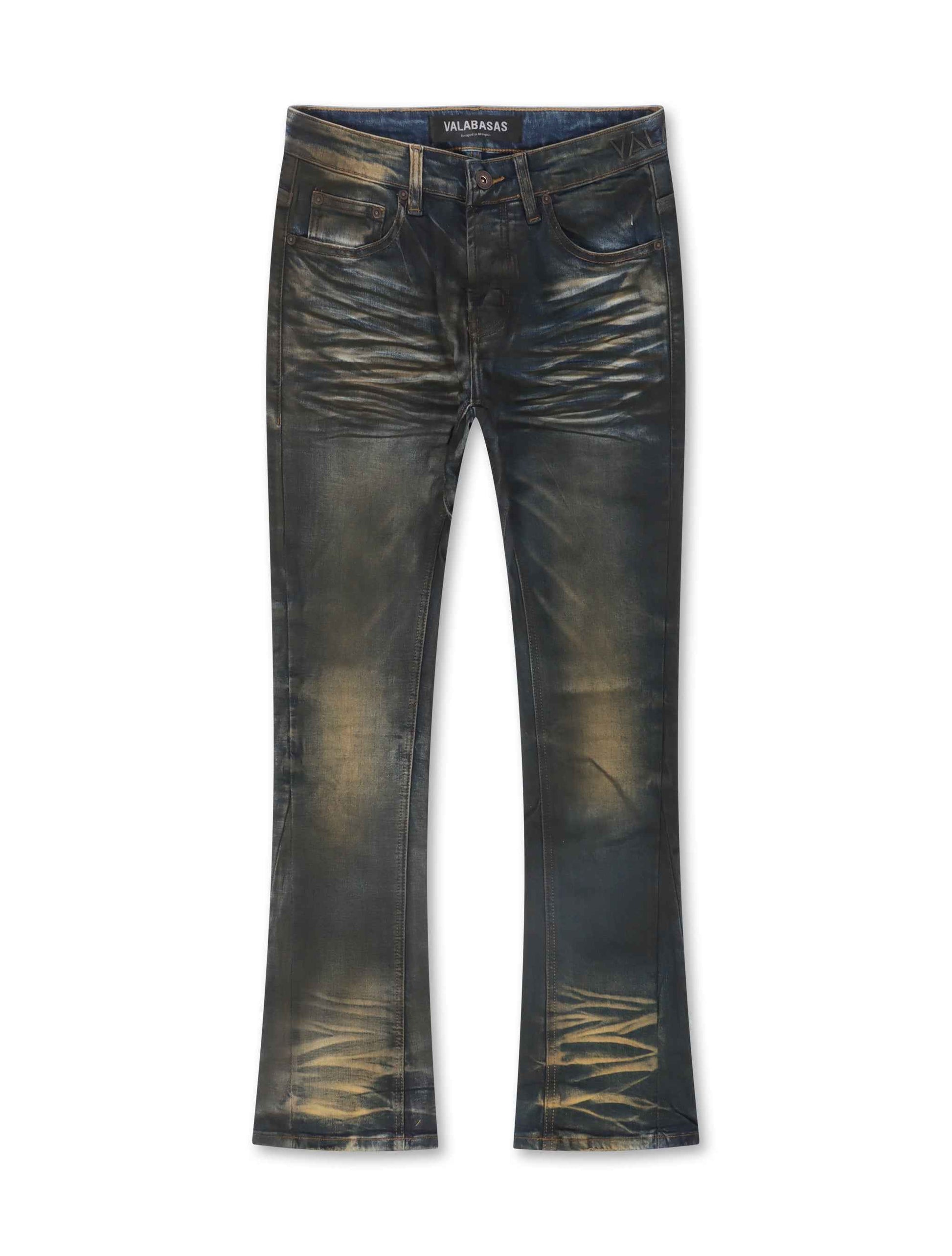 Valabasas Fax Stacked Denim Jeans - Vintage Blue Wash