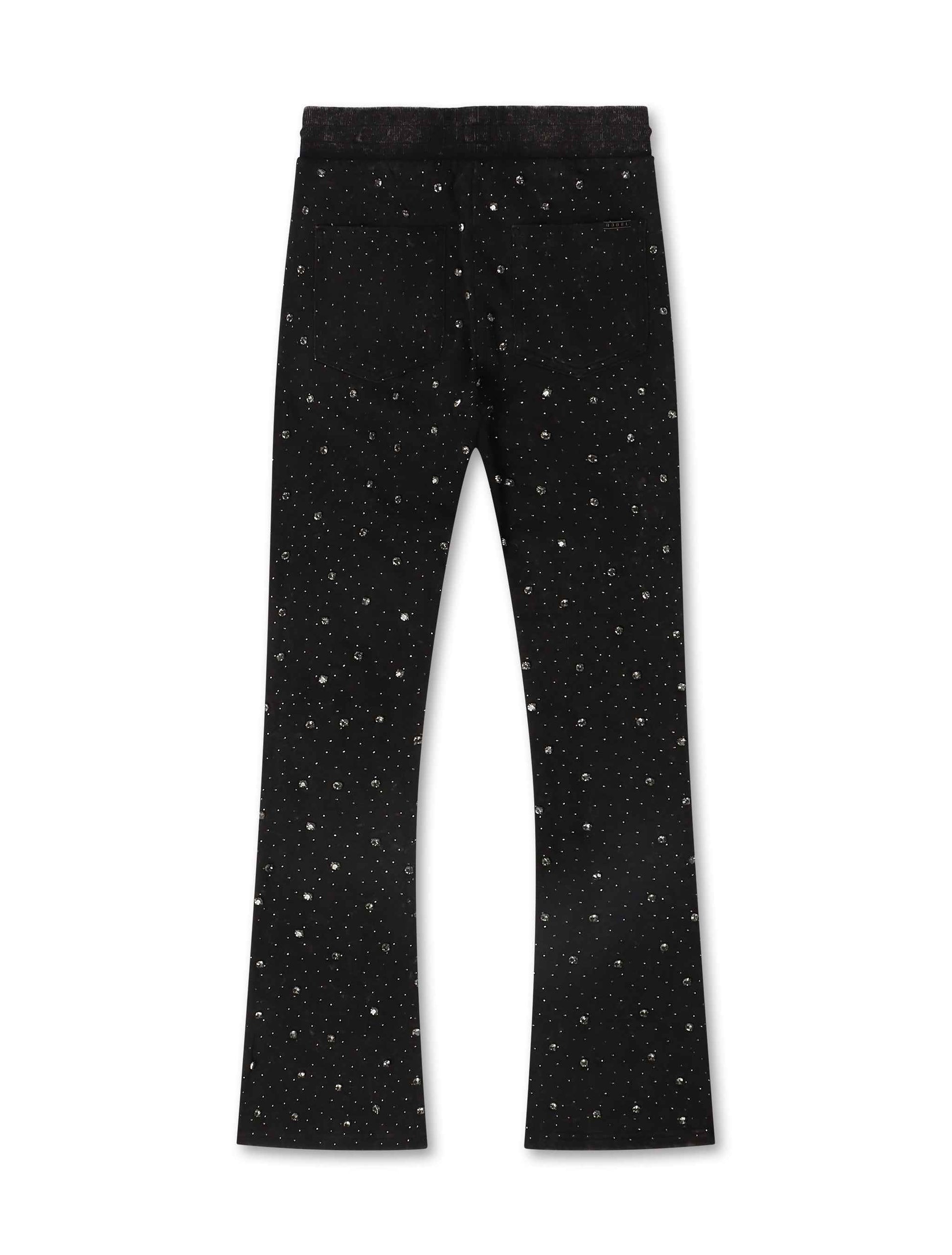 Rebel Denim Diamond Stacked Sweatpants - Ash Black