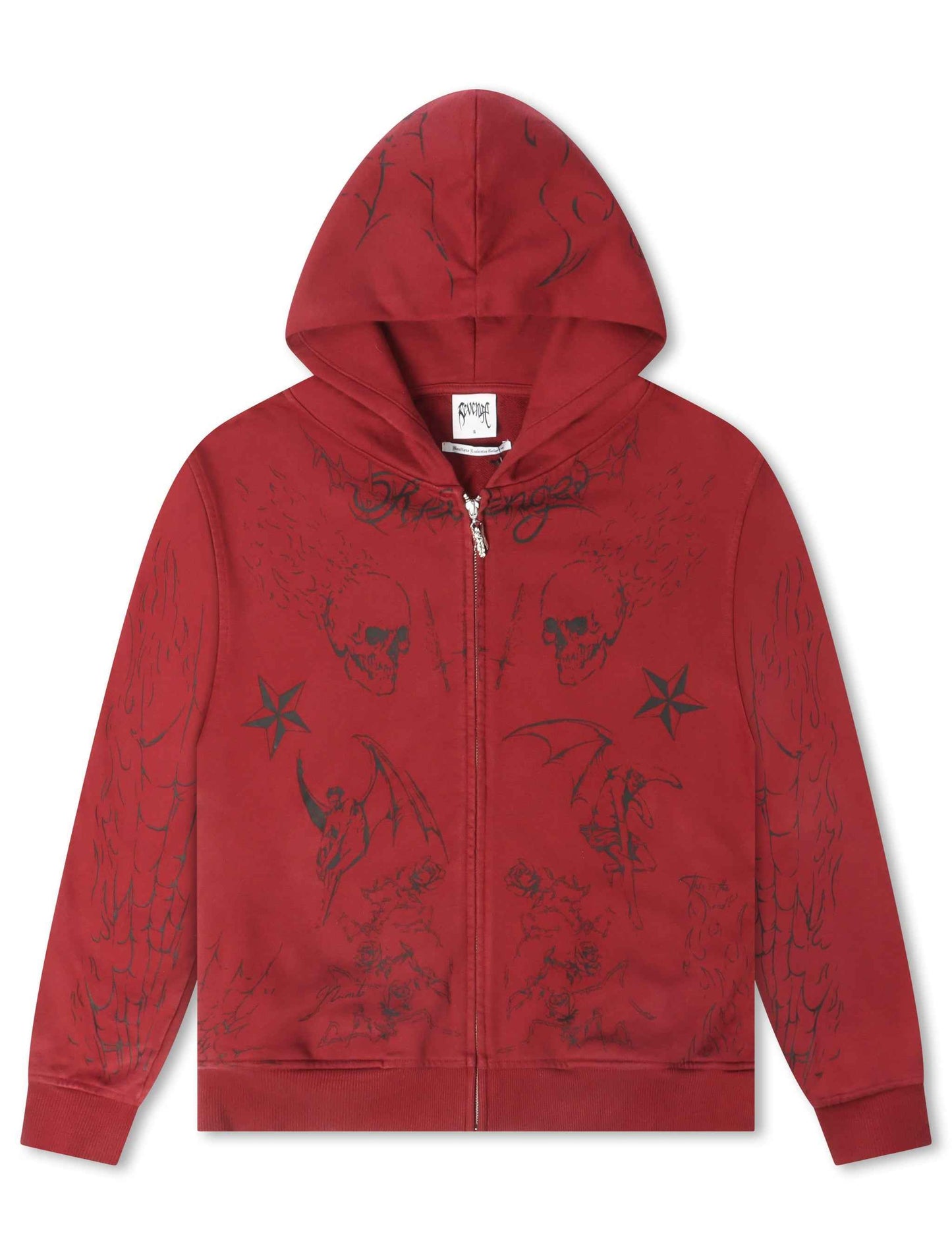 Revenge Tattoo Zip Jacket - Red/Black
