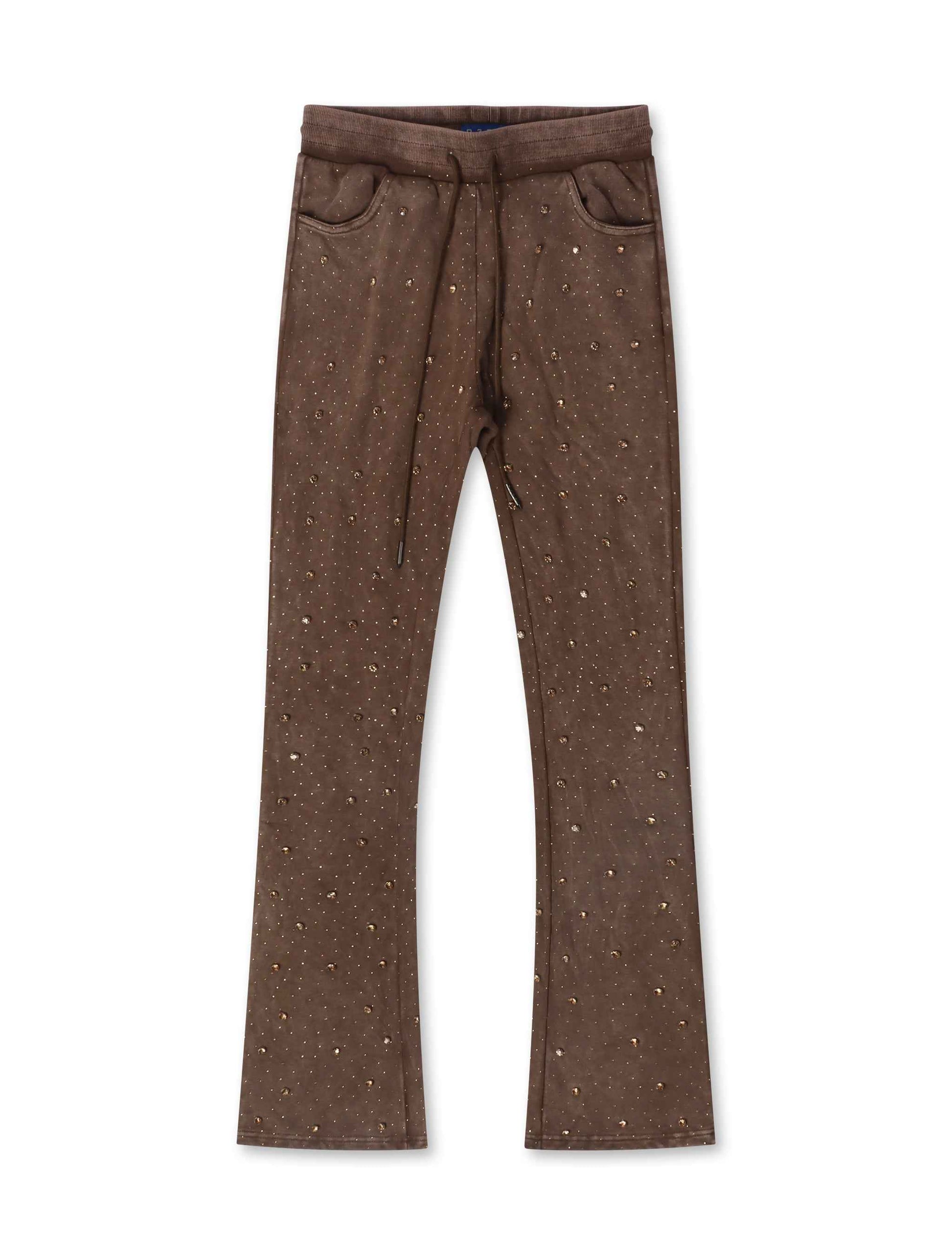 Rebel Denim Diamond Stacked Sweatpants - Brown