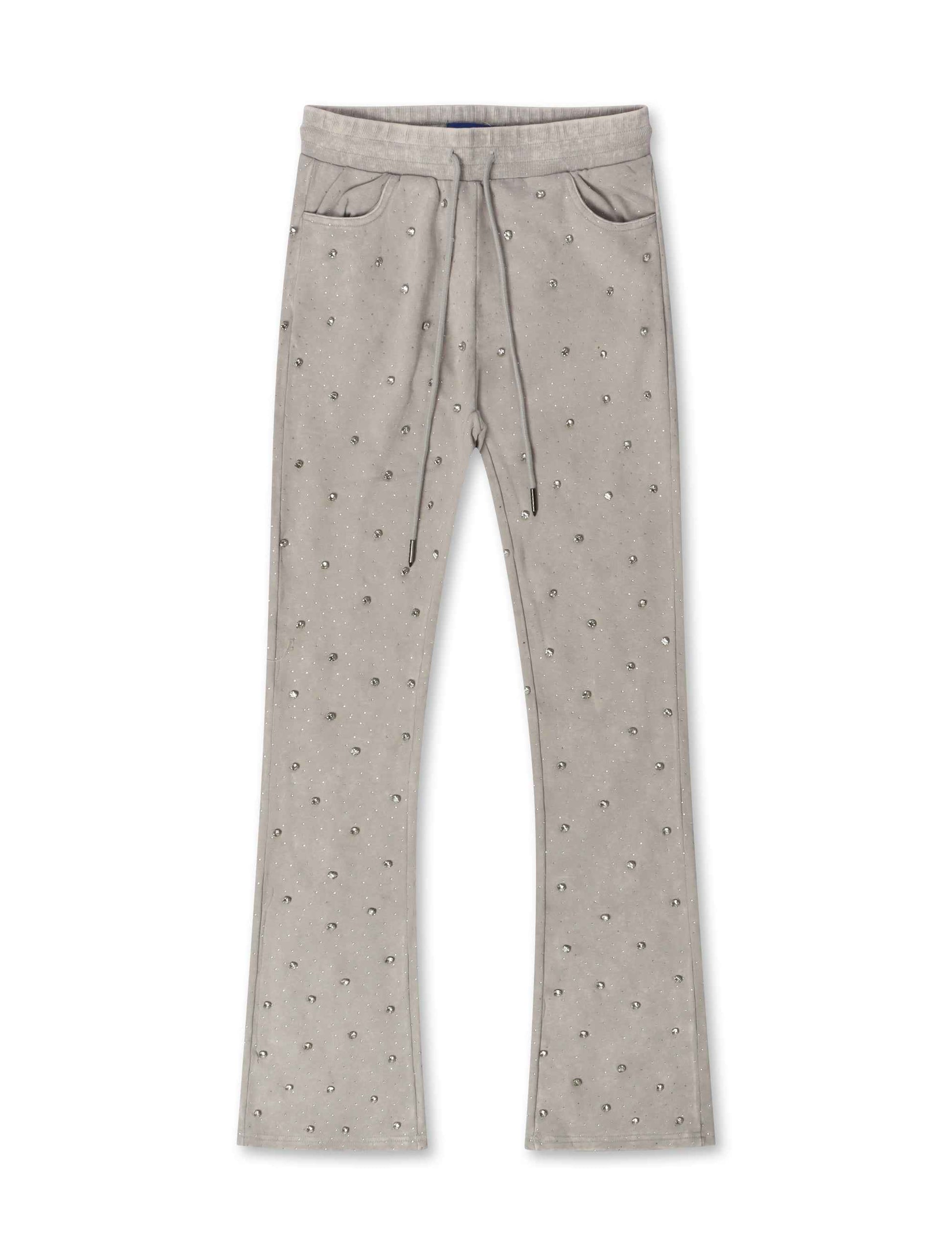 Rebel Denim Diamond Stacked Sweatpants - Grey