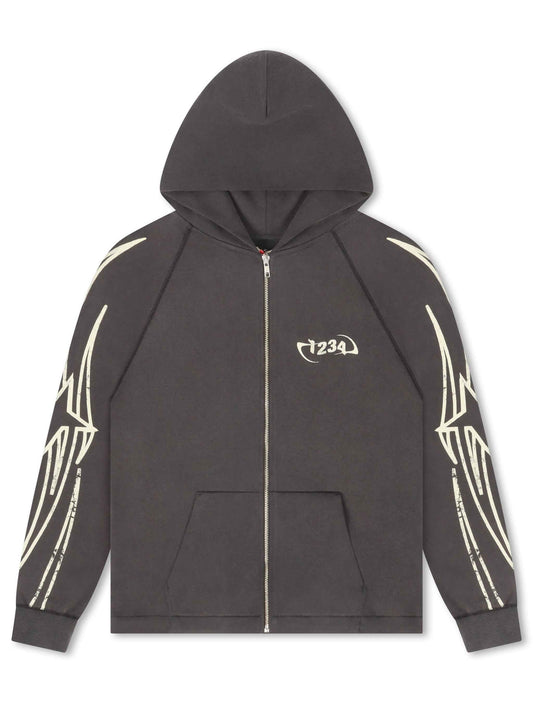 BLDG4 Streak Zip-up Hoodie - Charcoal Art