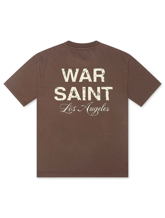 Warsaint LA Script Tee - Brown/White