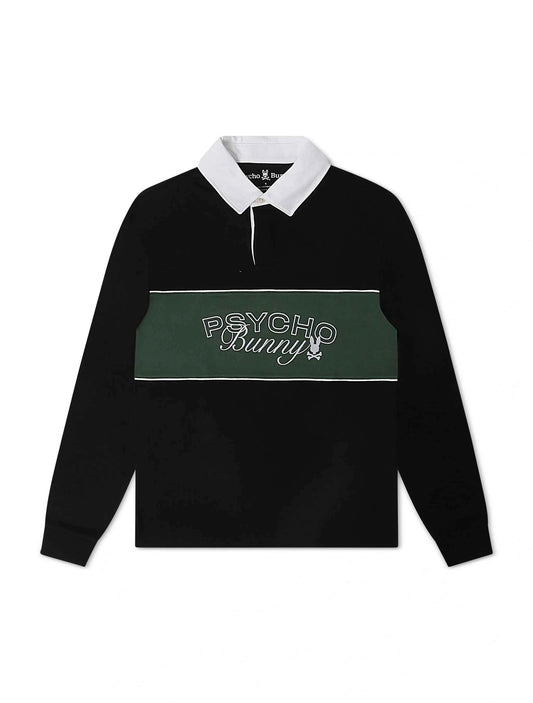 Psycho Bunny Kids Enzo Long Sleeve Rugby Tee - Black/Green