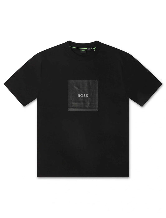 Boss Green Logo Rib Tee - Black