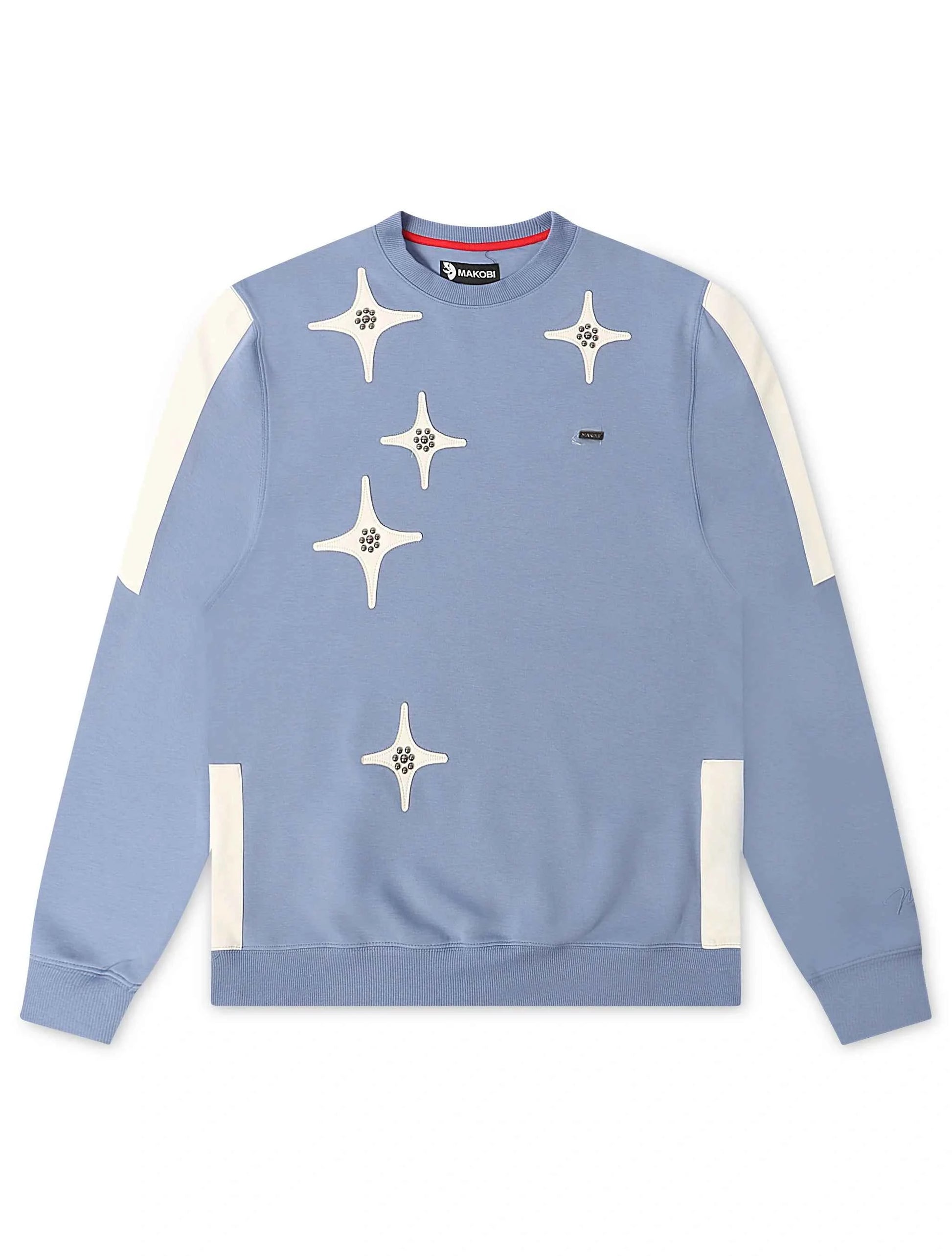 Makobi Star Rhinestone Crewneck - Smoke Blue