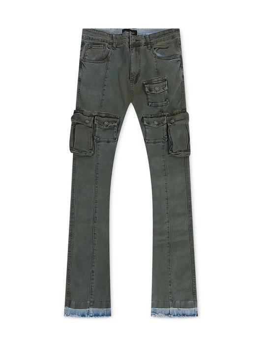Vicious Denim Cargo Stacked Jeans - Olive