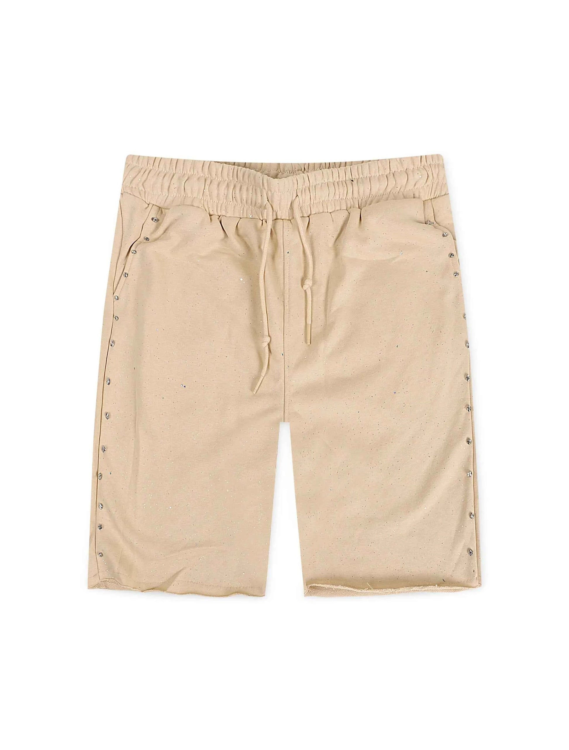 Bkys Rhinestone Shorts - Beige