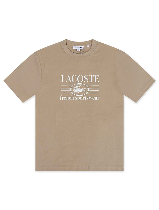 Lacoste Classic Fit Cotton Print Jersey Tee - Taupe