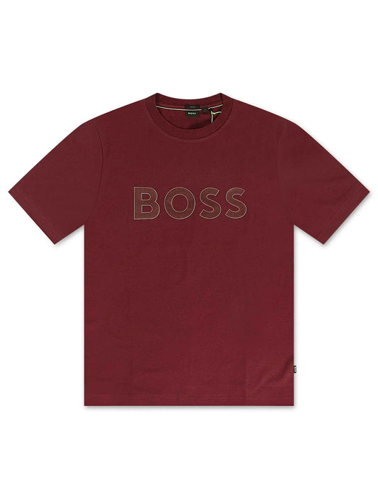 Hugo Boss Stretch Cotton Tee Logo - Burgundy