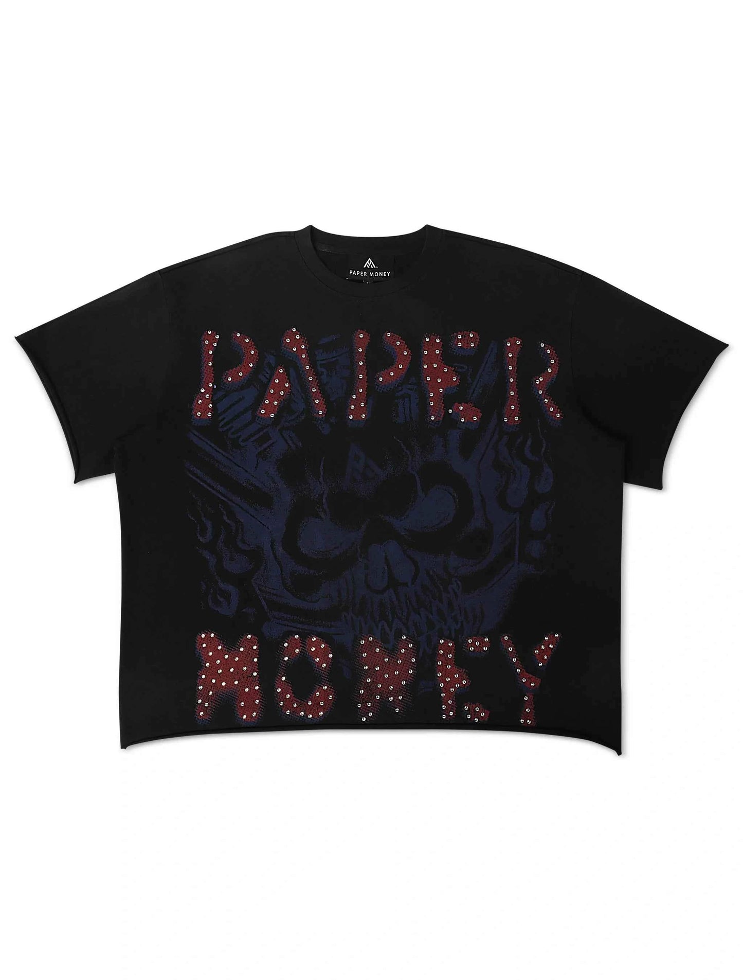 Paper Money Rags to Riches Rhinestone Cropped Tee - Black