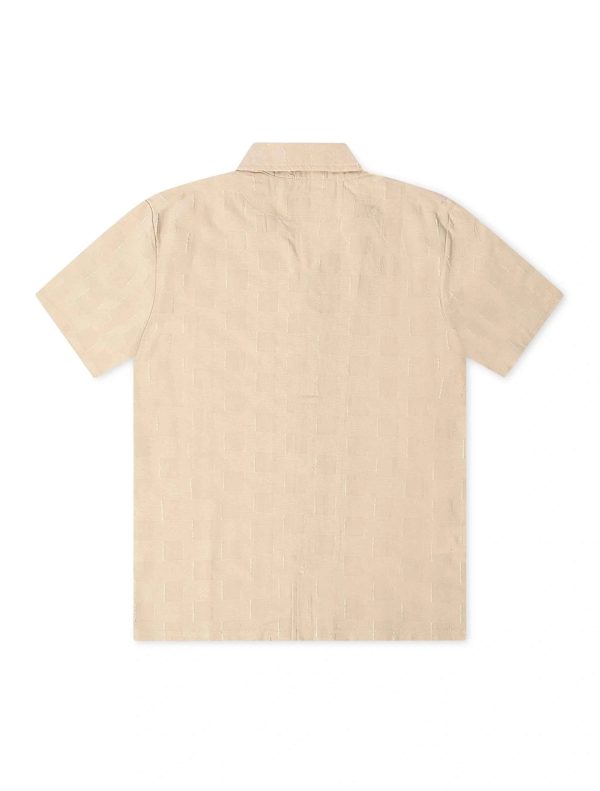 Denim Exchange Crochet Textured Button Up Shirt - Khaki