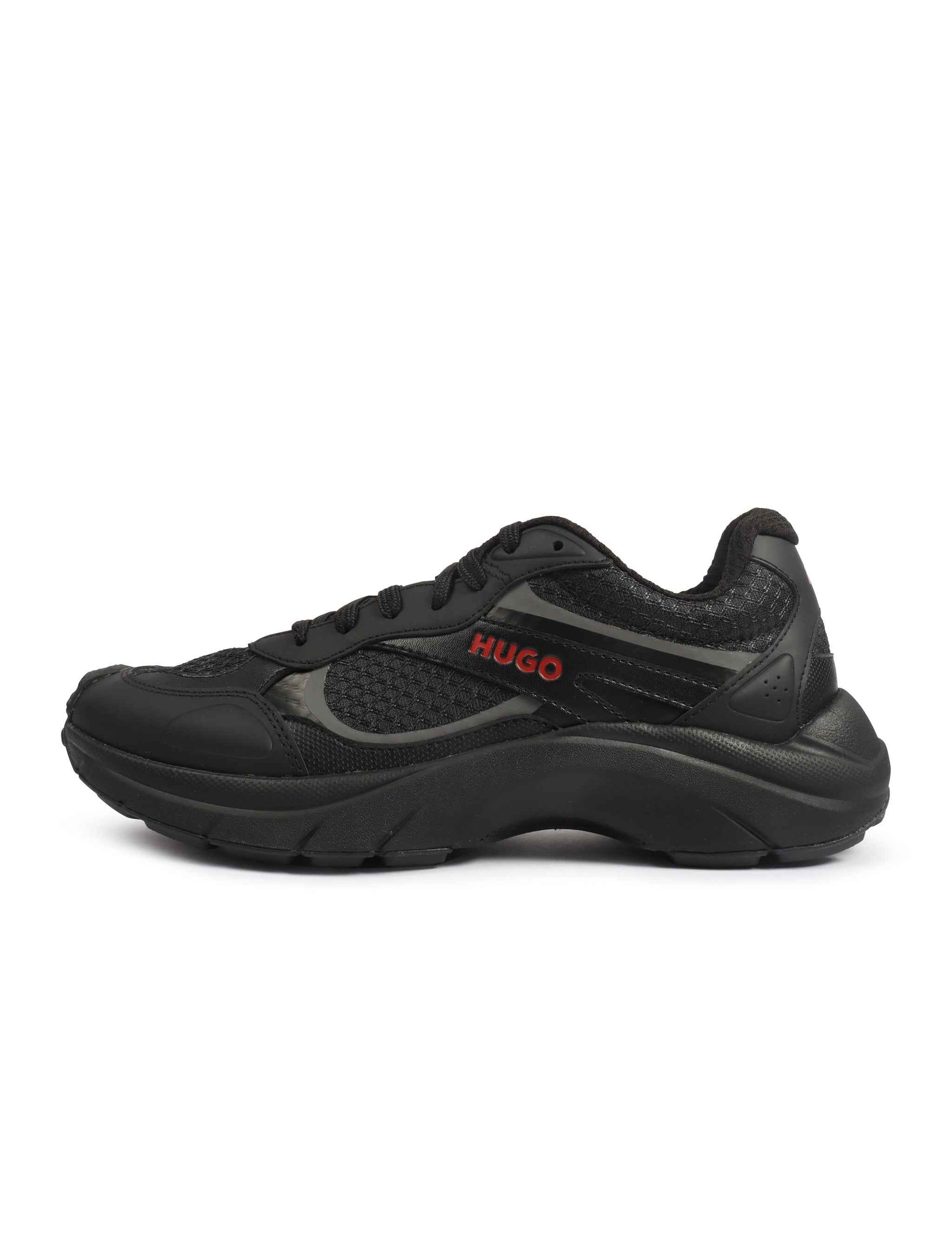 Hugo Boss Mens Trainers Leather Mesh - Black