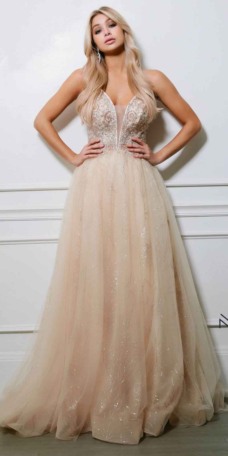 CLEARANCE - Nox Anabel J411 Embellished Formal Ball Gown Crisscross Back (Size 4)