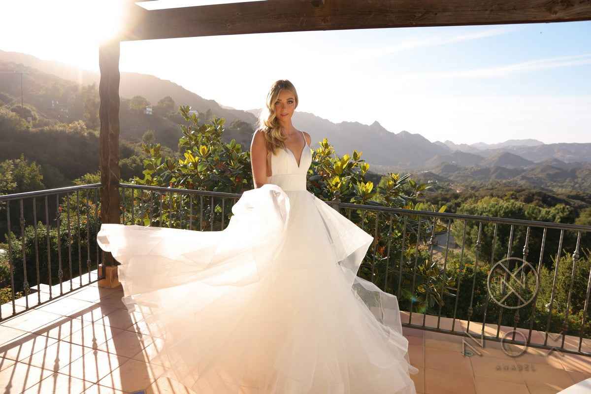 Nox Anabel JE997 Long Sleeveless Layered A-Line Wedding Gown