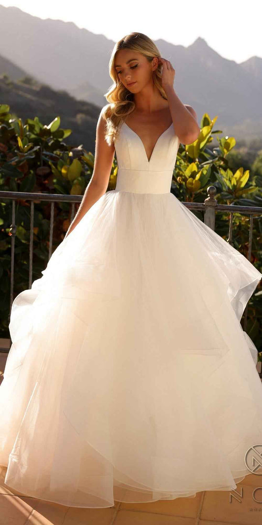 Nox Anabel JE997 Long Sleeveless Layered A-Line Wedding Gown