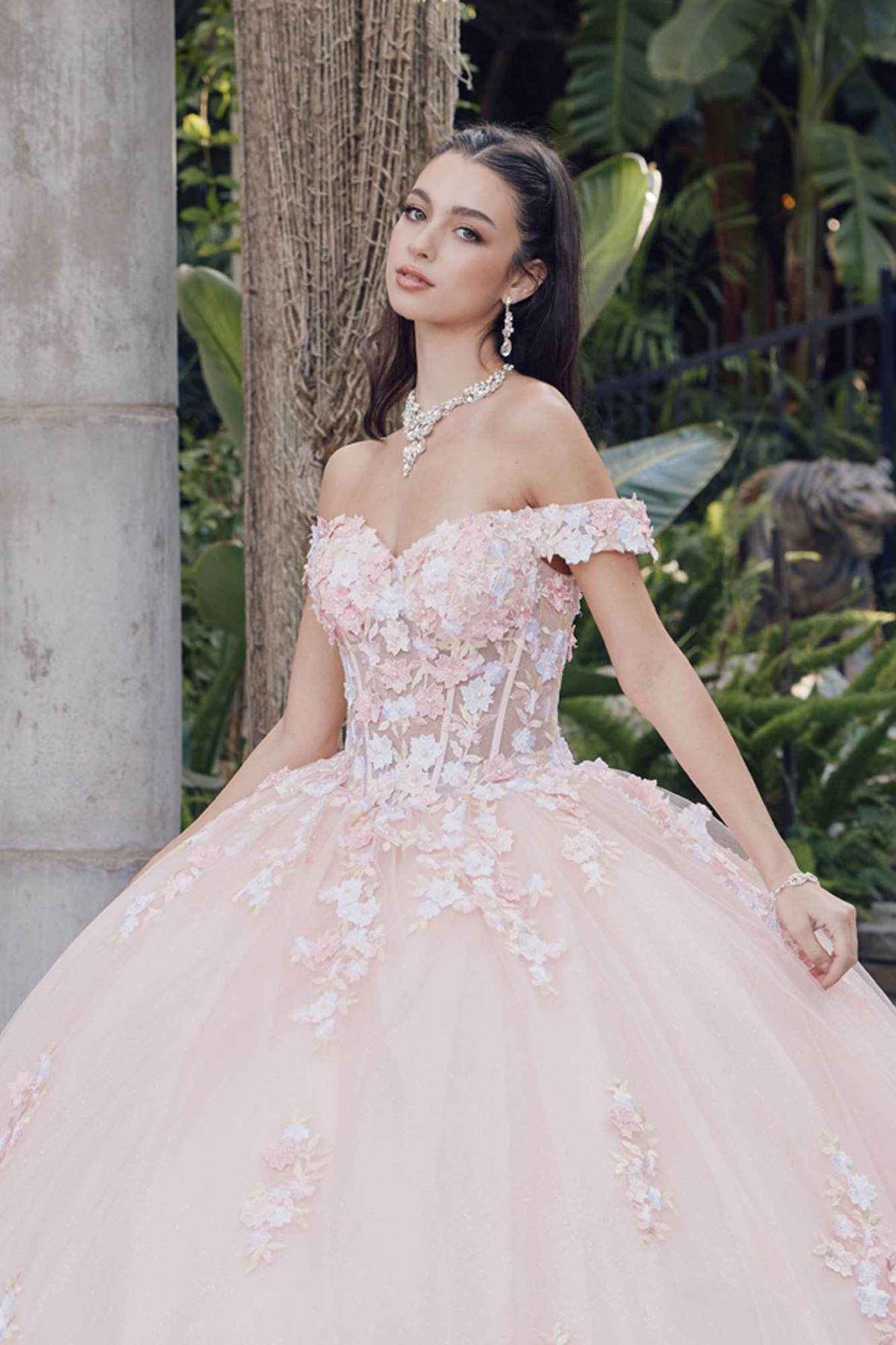 Juliet JT1460J Off the Shoulder Corset Bodice Poofy Quinceanera Gown