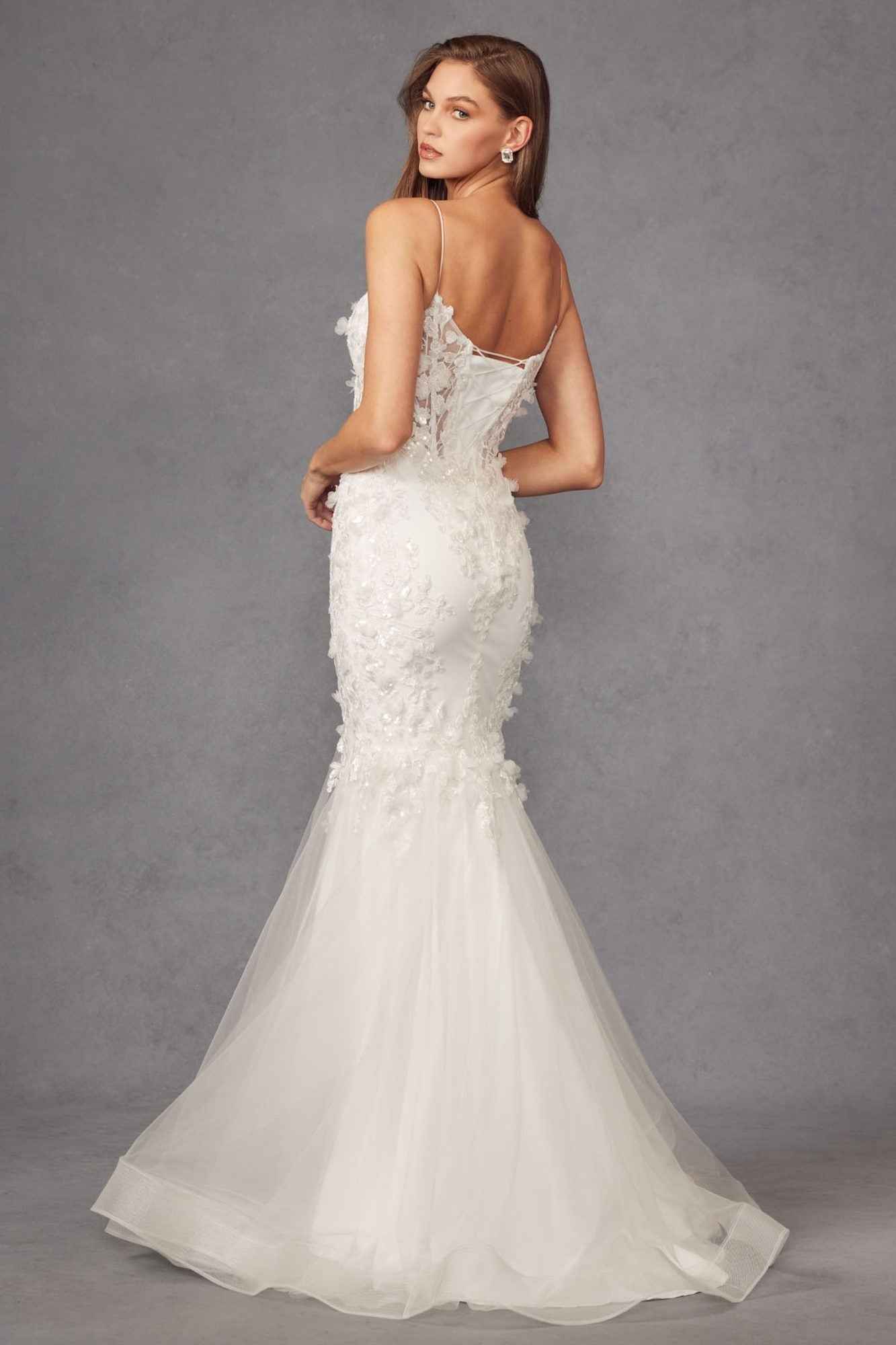 Juliet JT2469KW Long Sweetheart Boned Embellished Bodice Trumpet Gown