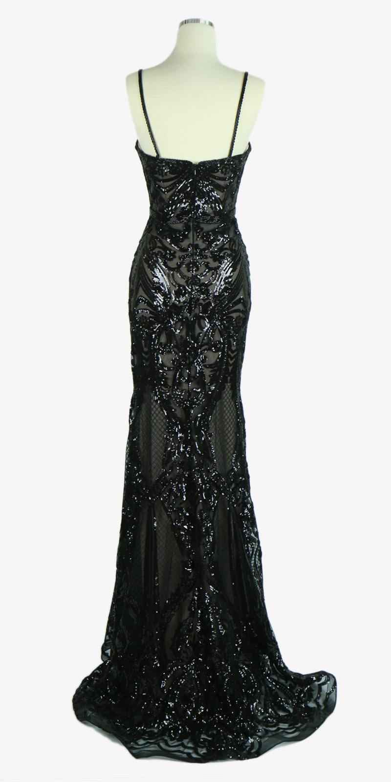 CLEARANCE - Aspeed L1982 Long Sequins Navy Blue Evening Gown V-Neck (Size XS)