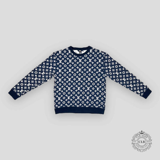 LOUIS VUITTON FULL MONOGRAM JACQUARD CREWNECK - NAVY