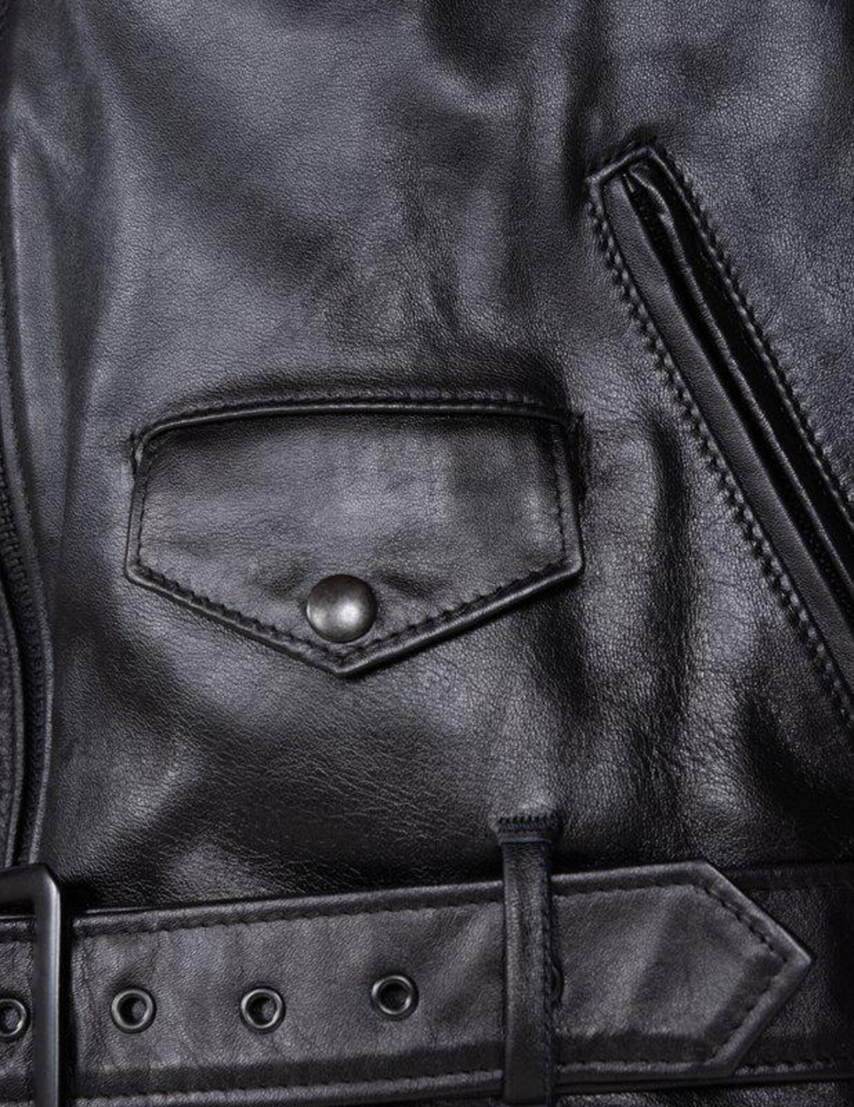 Men's Black Horsehide Asymmetrical Biker Jacket