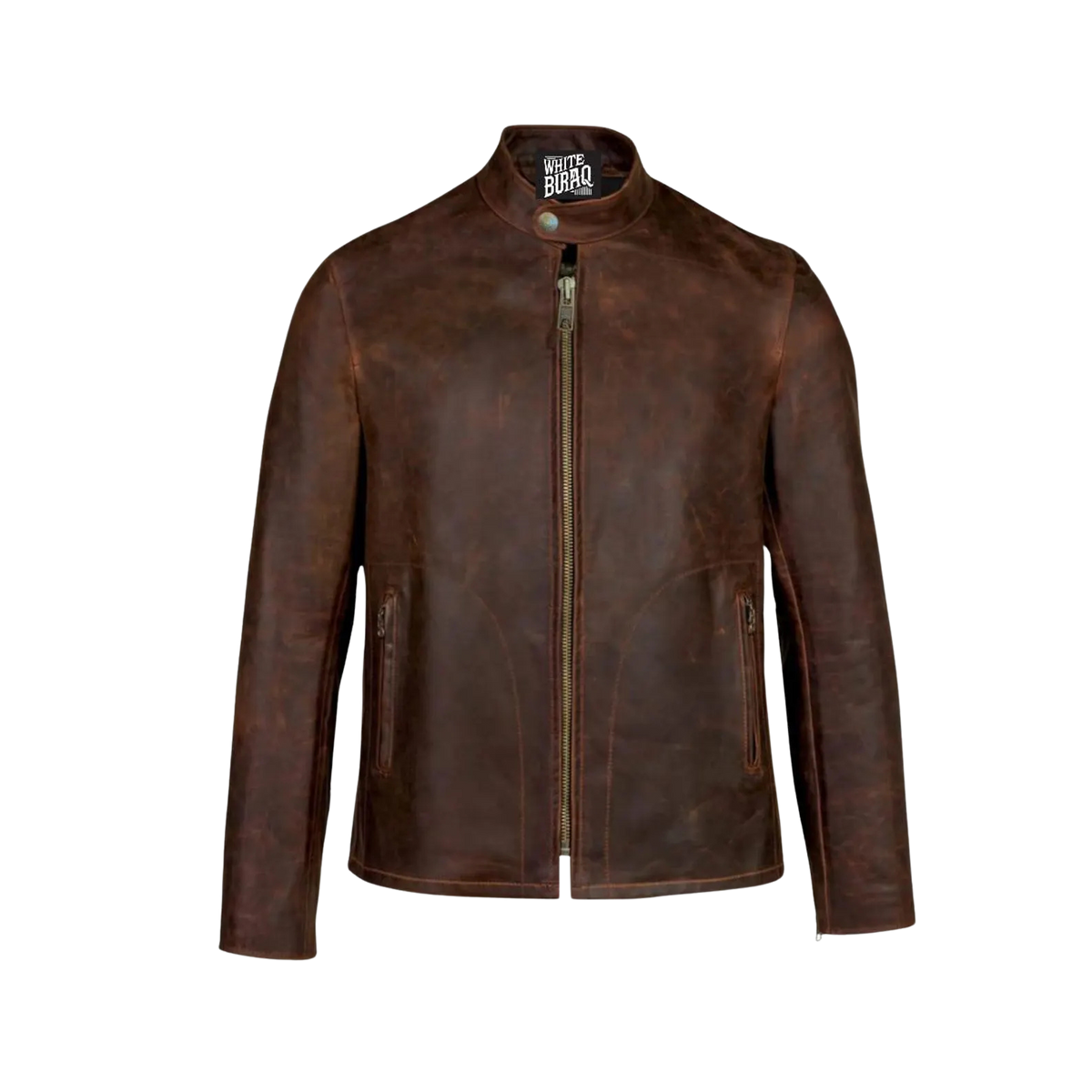 Men's Distressed Brown Unlined Cowhide Cafe Racer Jacket