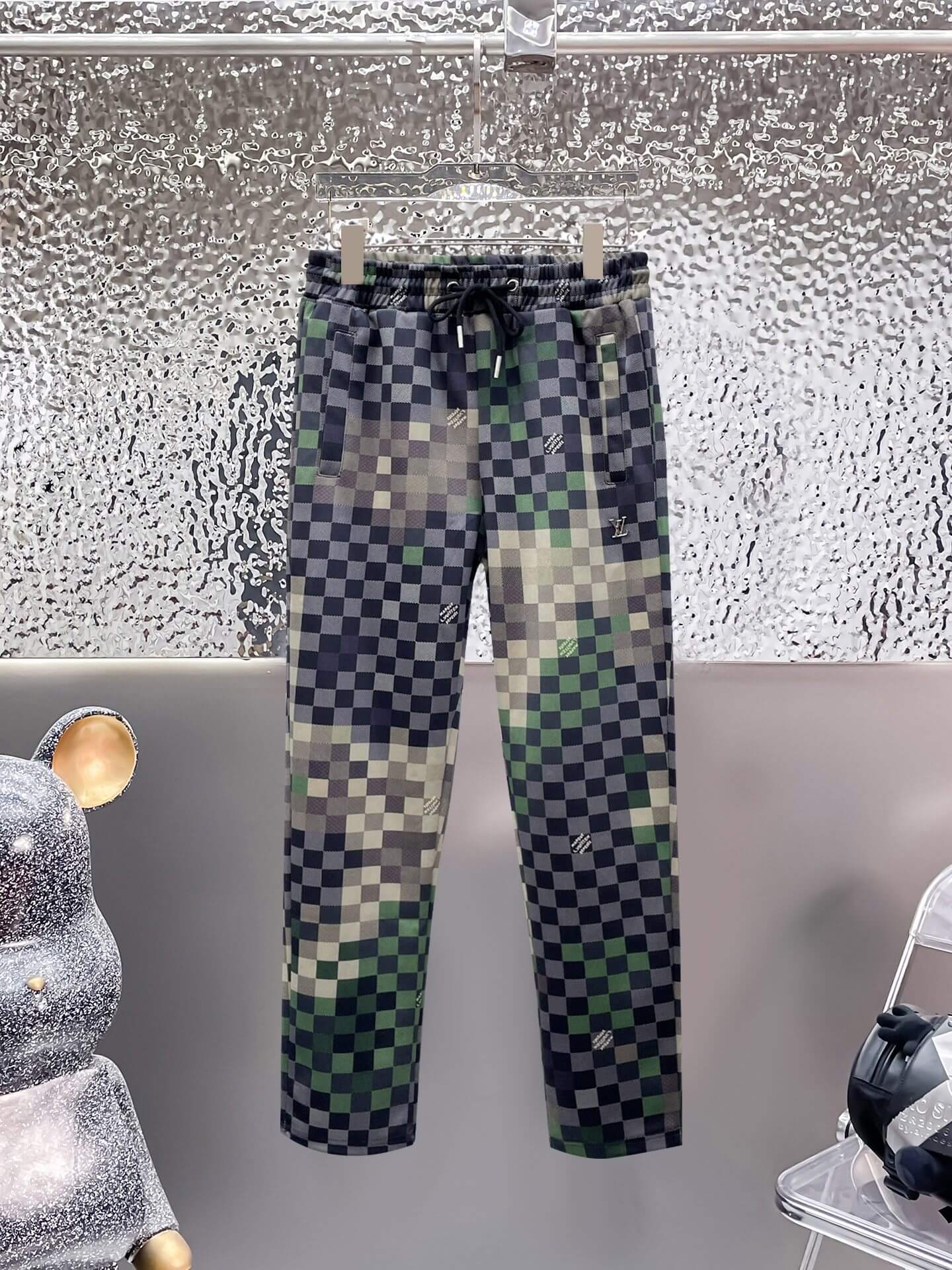 Louis Vuitton Damier Pop Technical Jersey Tracksuit Green Pixel CUSTOM