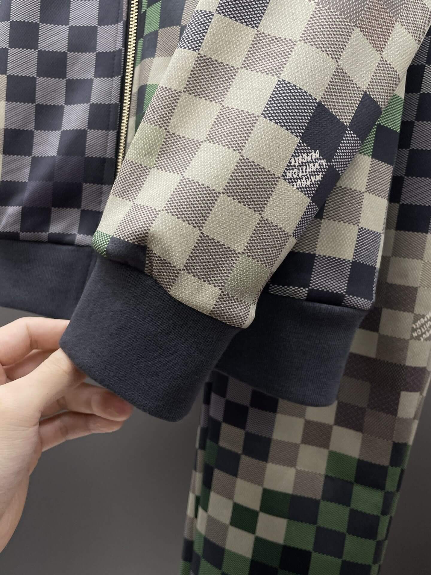 Louis Vuitton Damier Pop Technical Jersey Tracksuit Green Pixel CUSTOM