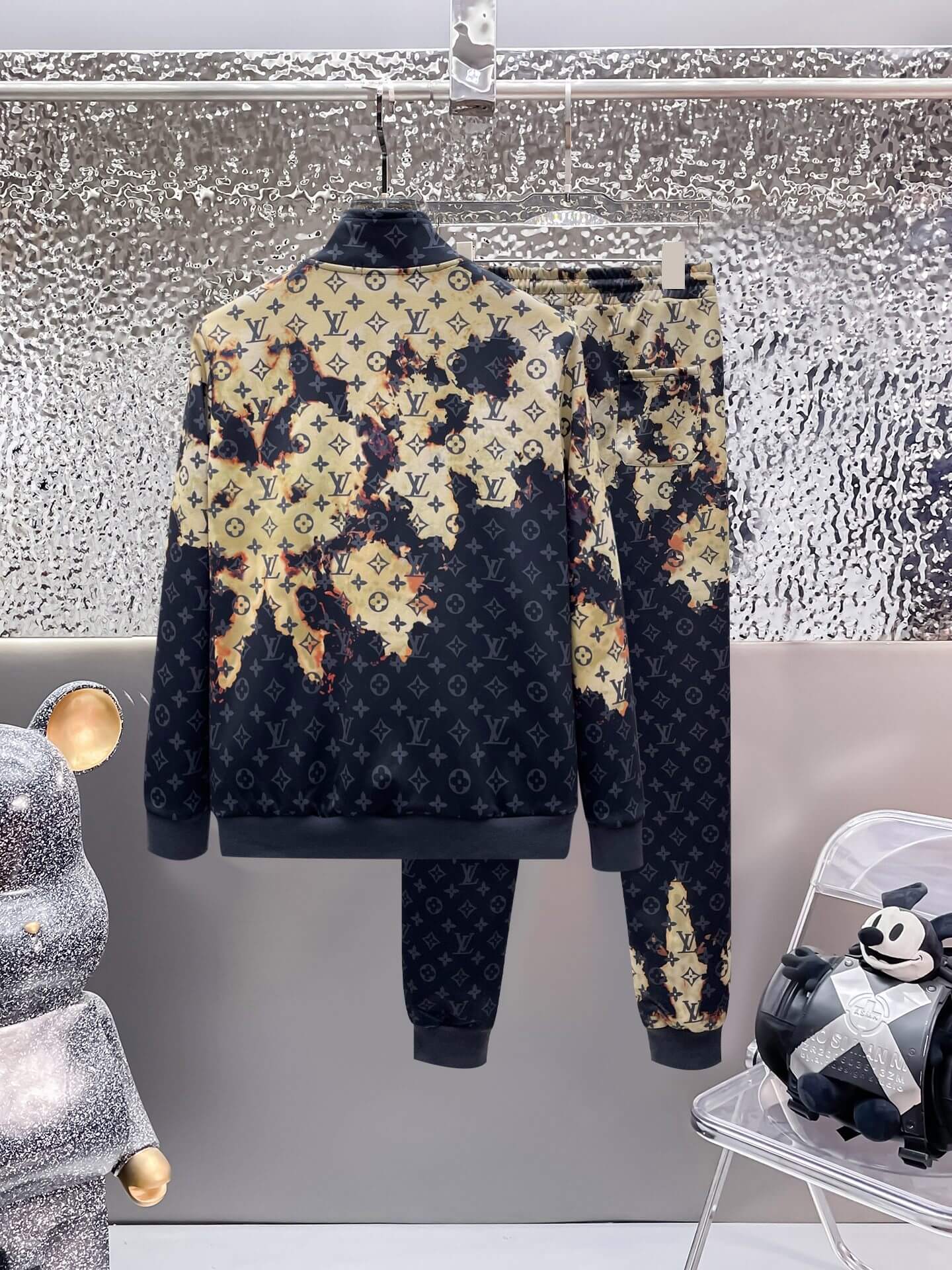 Monogram Bleached Effect Tracksuit Black and Tan CUSTOM