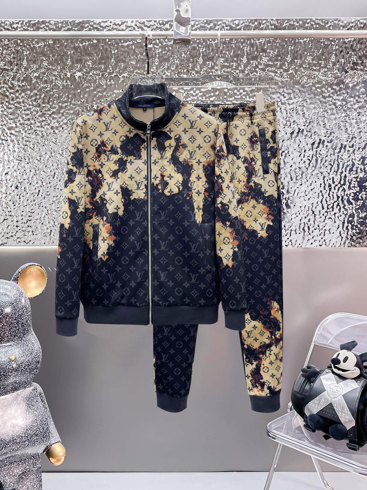 Monogram Bleached Effect Tracksuit Black and Tan CUSTOM