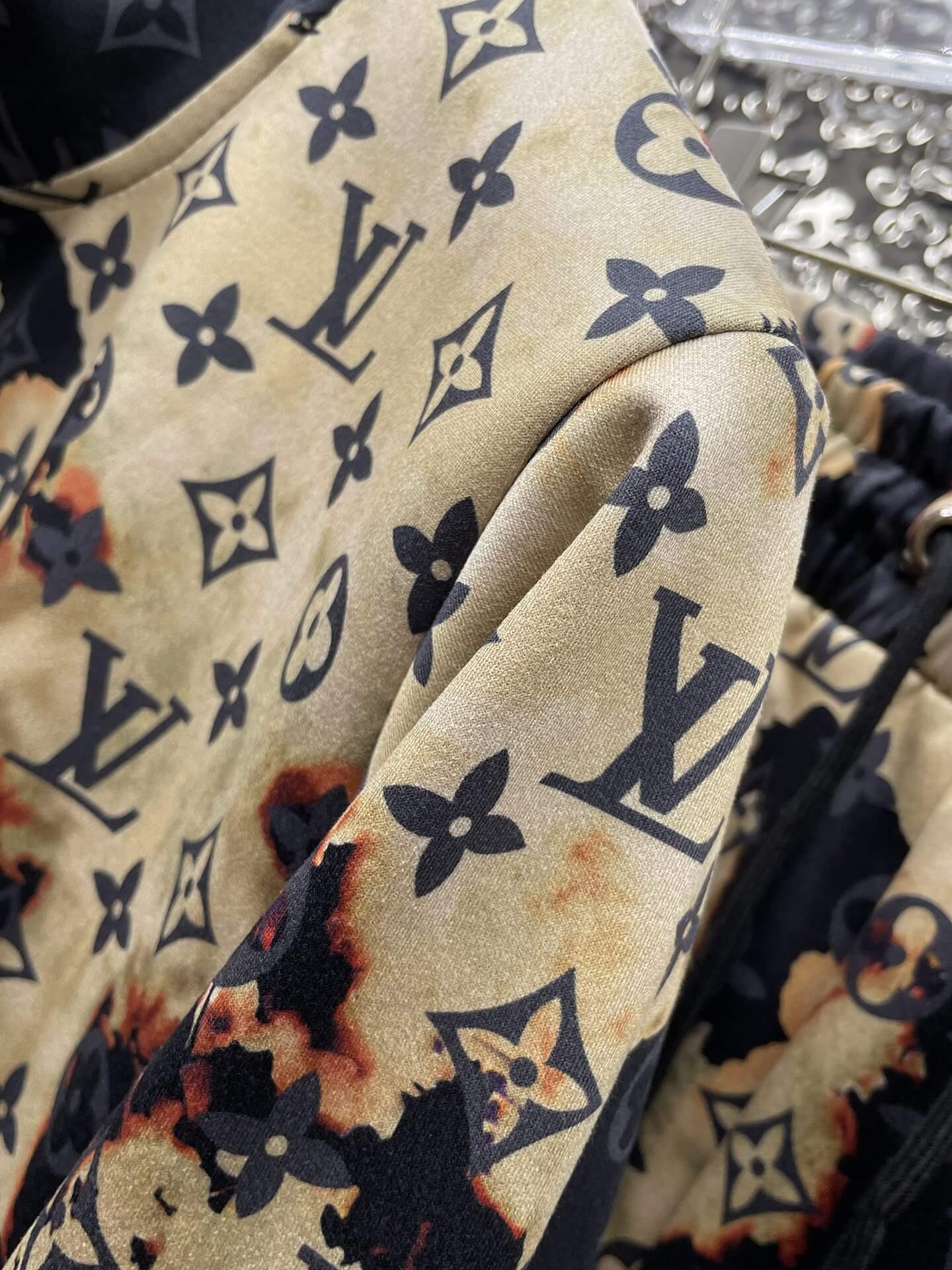 Monogram Bleached Effect Tracksuit Black and Tan CUSTOM