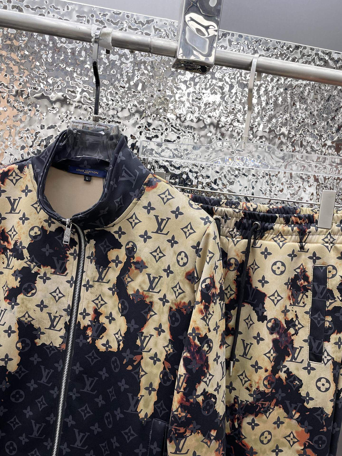 Monogram Bleached Effect Tracksuit Black and Tan CUSTOM