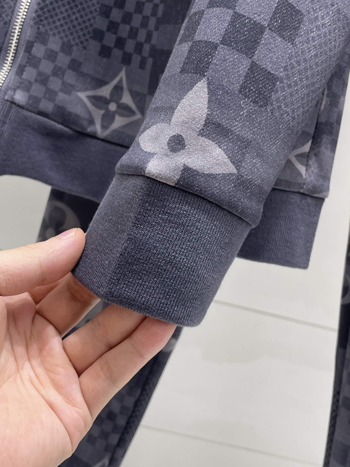Louis Vuitton Monogram Patchwork Technical Jersey Tracksuit Grey Blue CUSTOM