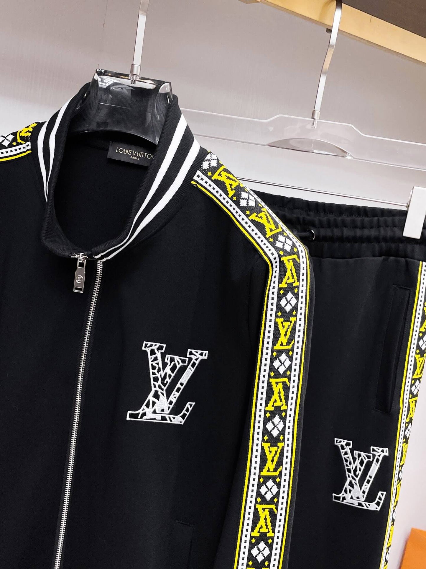 Louis Vuitton Oversized LV Patch Monogram Tape Tracksuit Black CUSTOM
