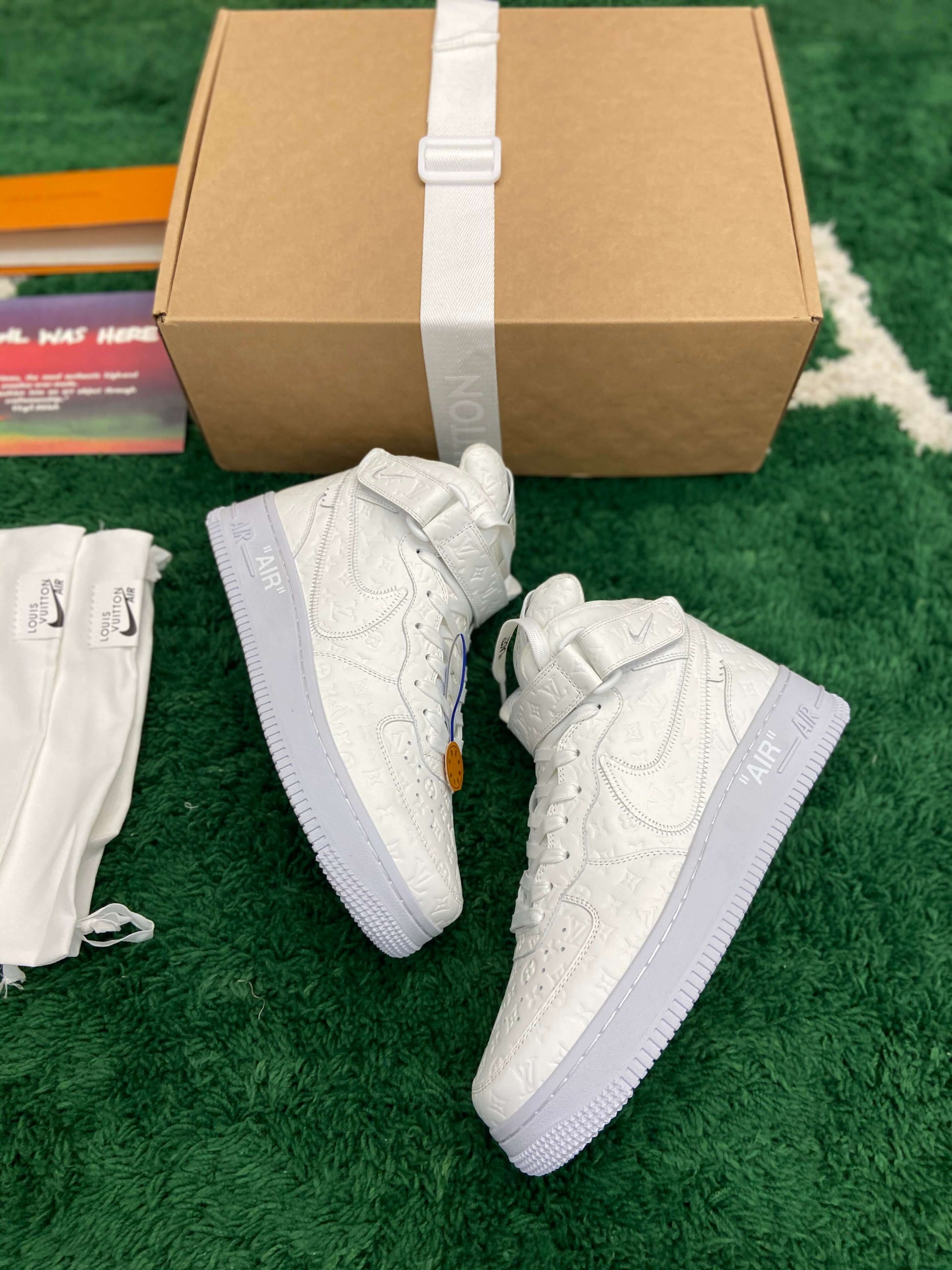 Louis Vuitton x Nike Air Force 1 Mid by Virgil Abloh – Triple White Monogram CUSTOM