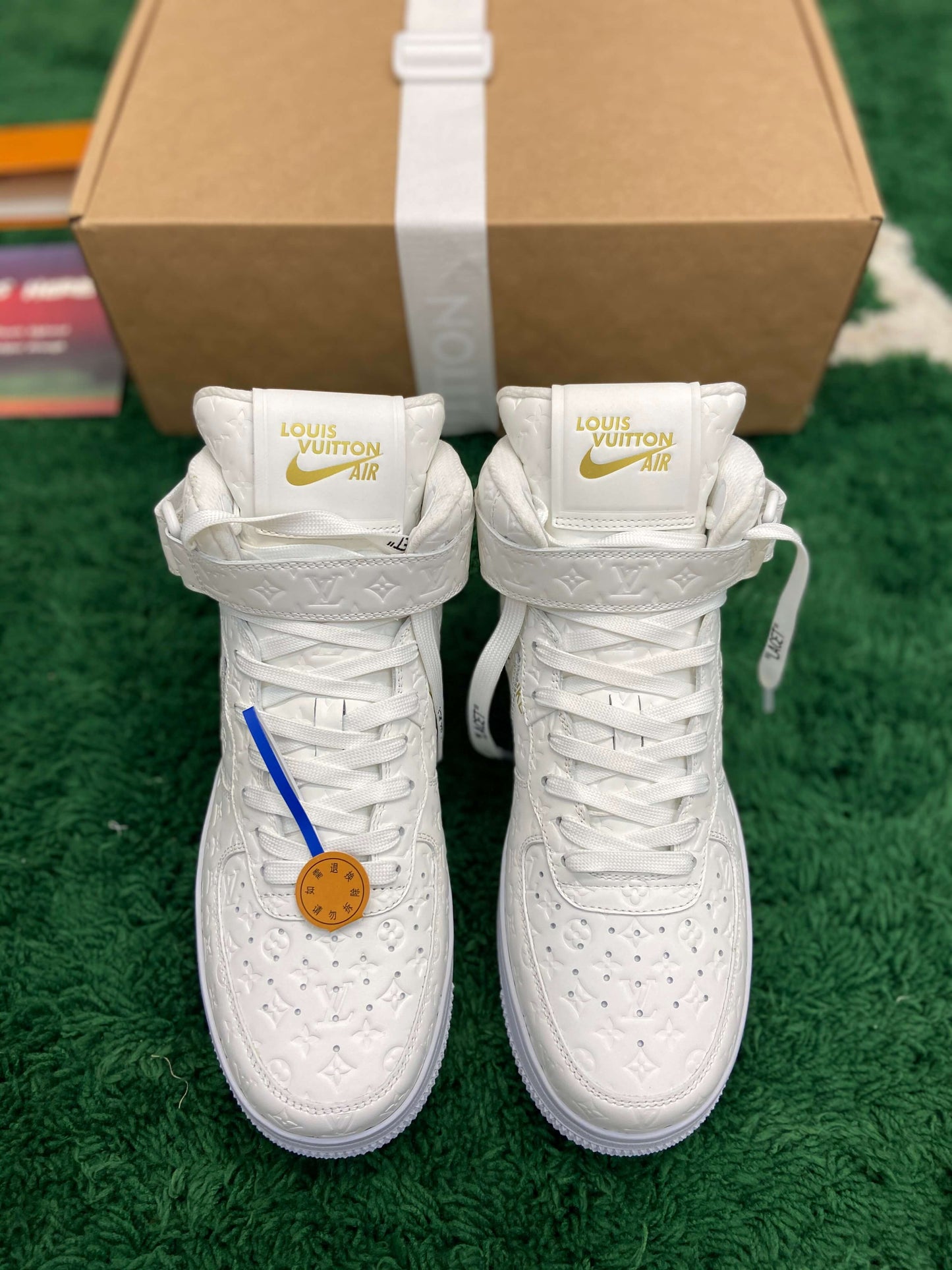 Louis Vuitton x Nike Air Force 1 Mid by Virgil Abloh – Triple White Monogram CUSTOM