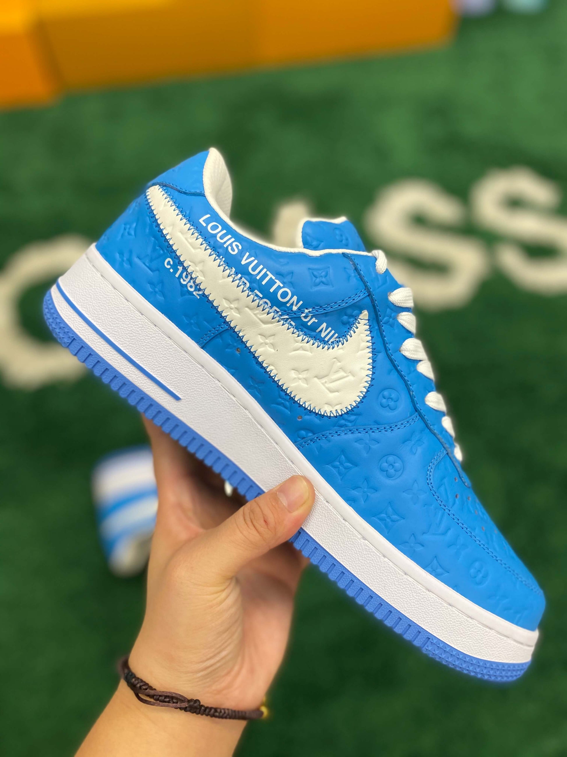 Louis Vuitton x Nike Air Force 1 Low by Virgil Abloh – University Blue Monogram CUSTOM