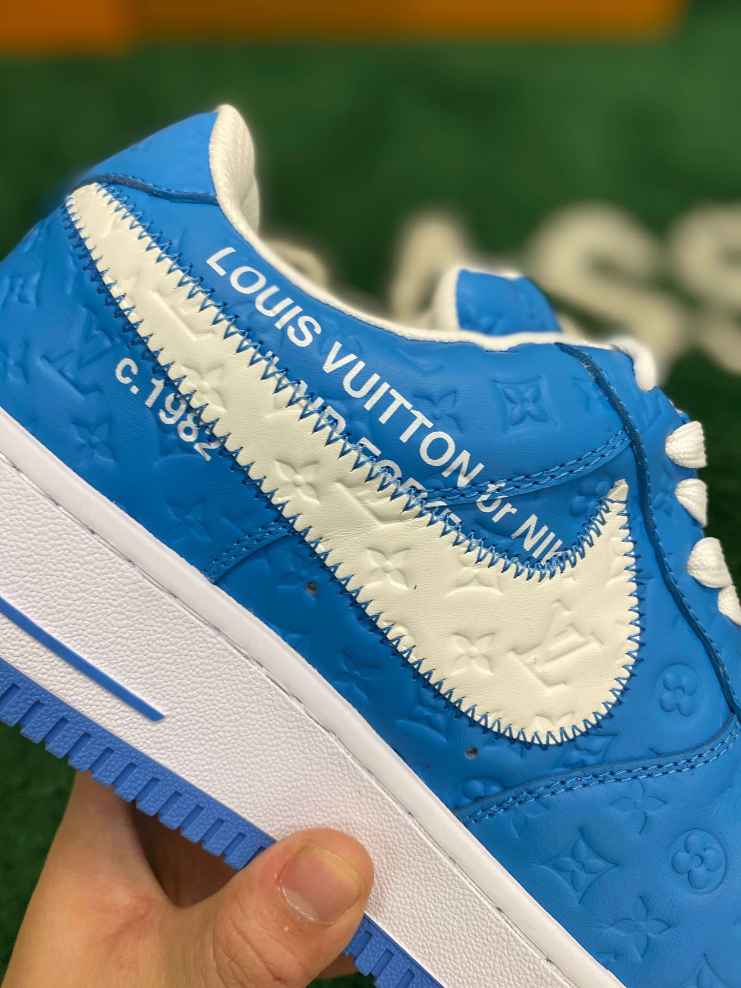 Louis Vuitton x Nike Air Force 1 Low by Virgil Abloh – University Blue Monogram CUSTOM
