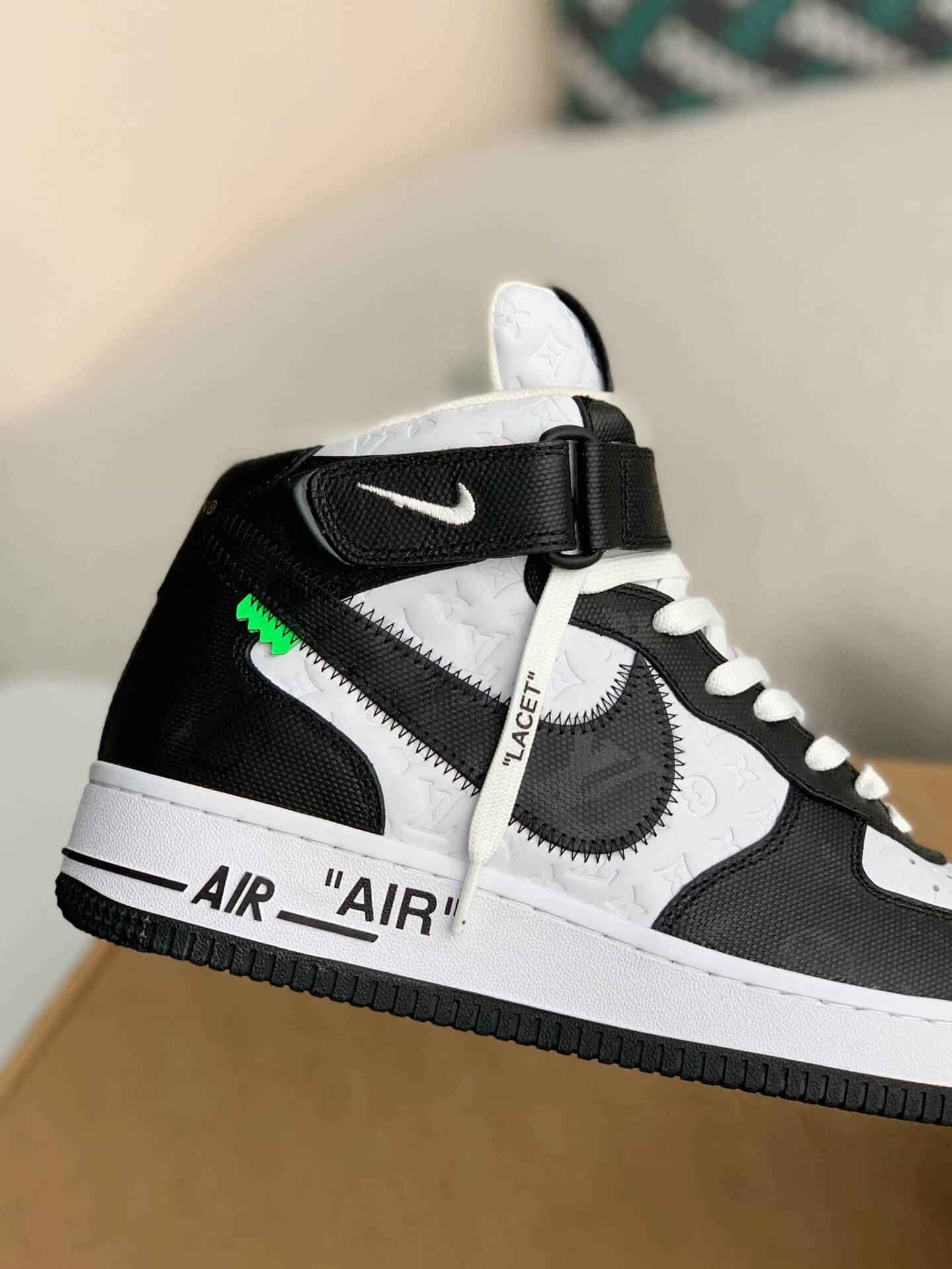 Custom Air Force 1 Mid – White & Black Monogram Leather