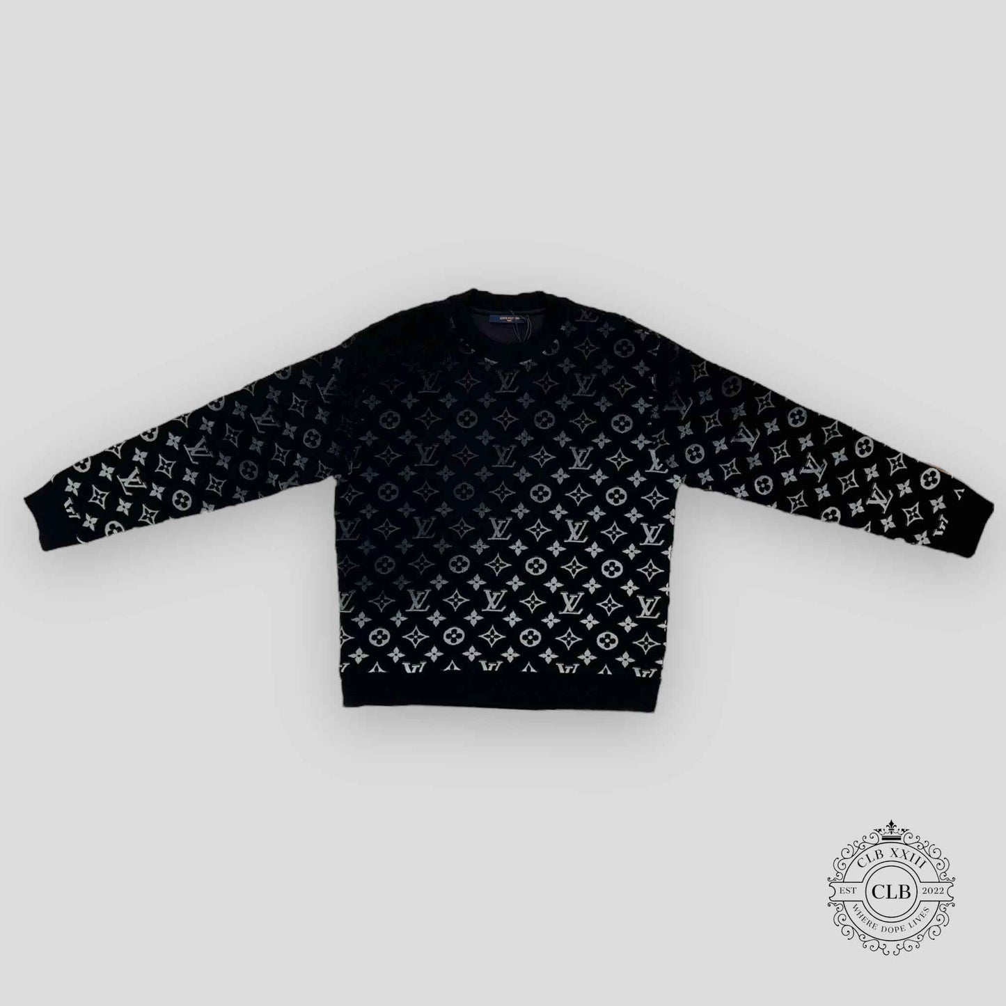 Louis Vuitton Gradient Monogram Fil Coupe Crewneck in Black
