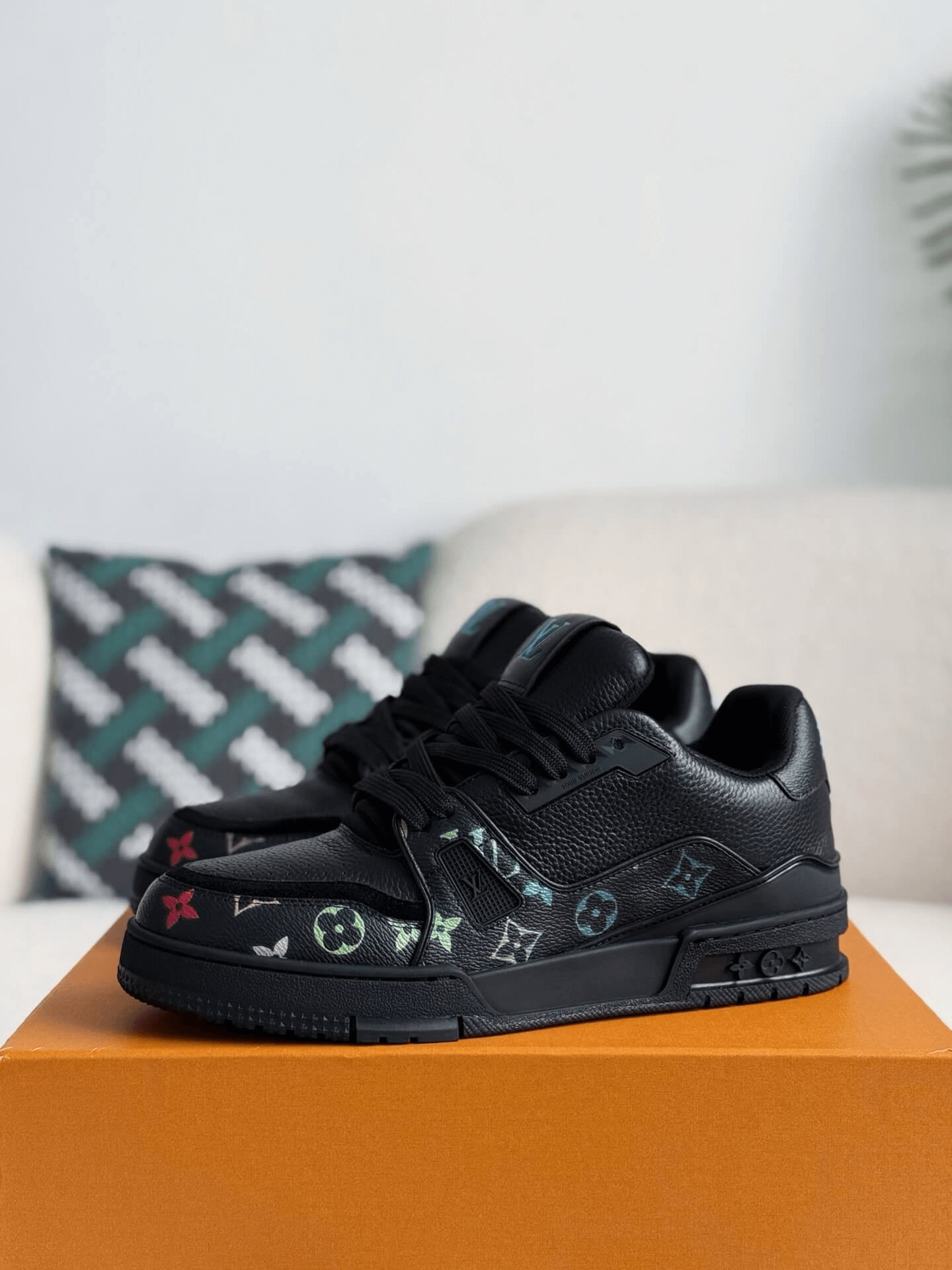 Louis Vuitton LV Trainer #54 Black Multicolor Monogram Sneaker CUSTOM