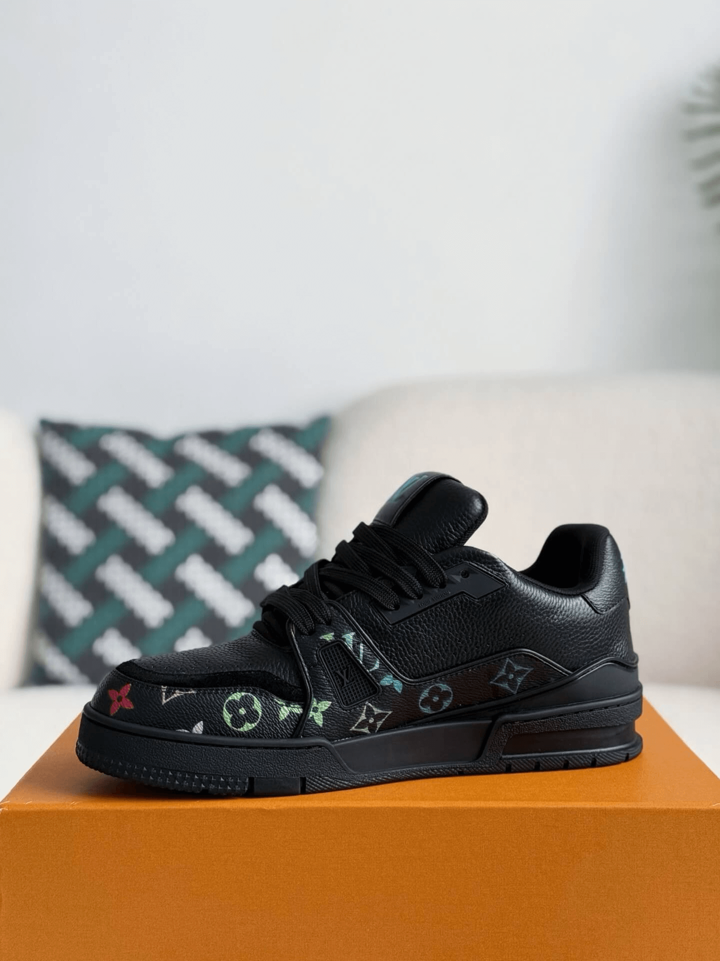 Louis Vuitton LV Trainer #54 Black Multicolor Monogram Sneaker CUSTOM