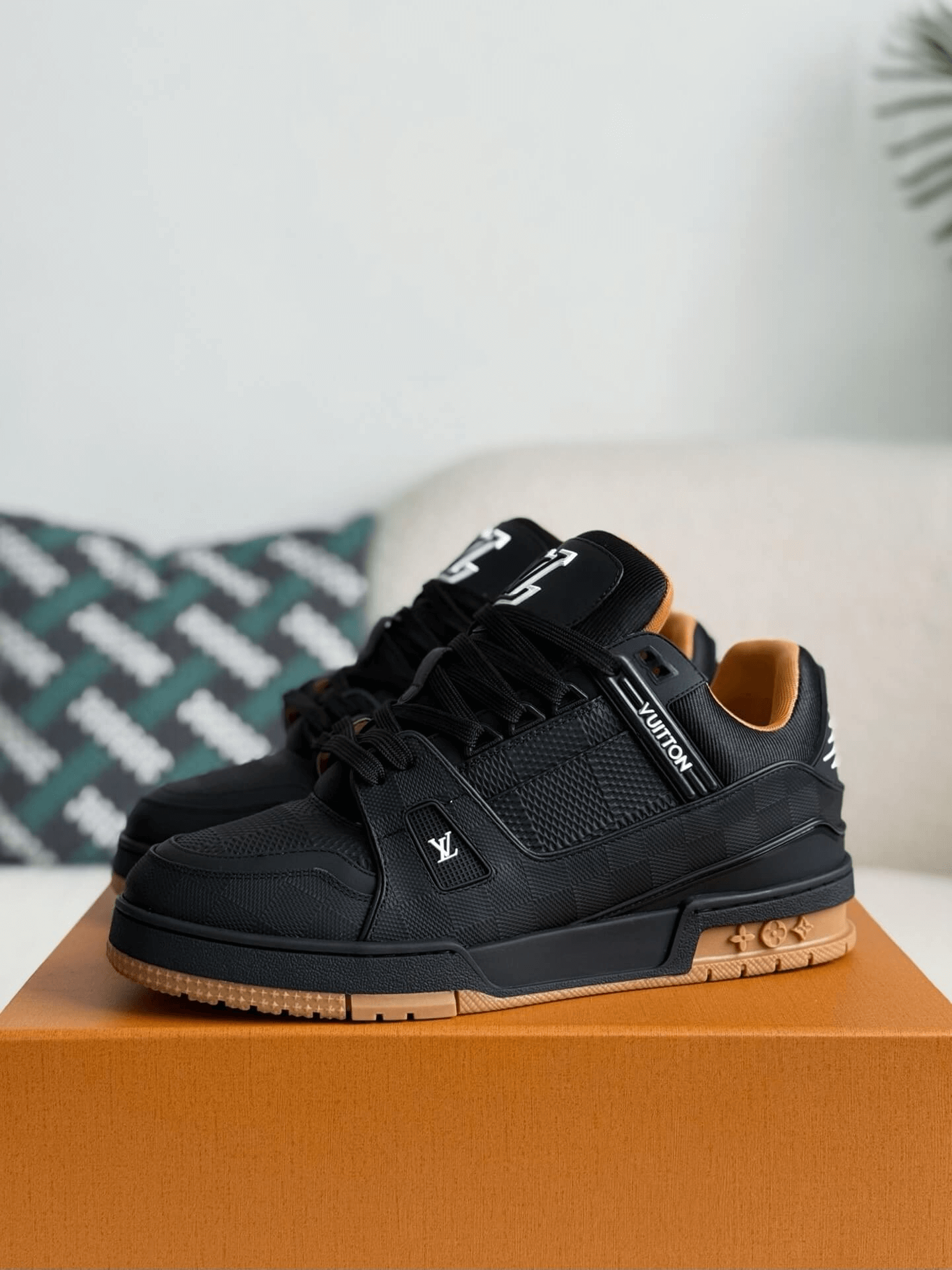 Louis Vuitton LV Trainer Sneaker Black Gum Damier CUSTOM
