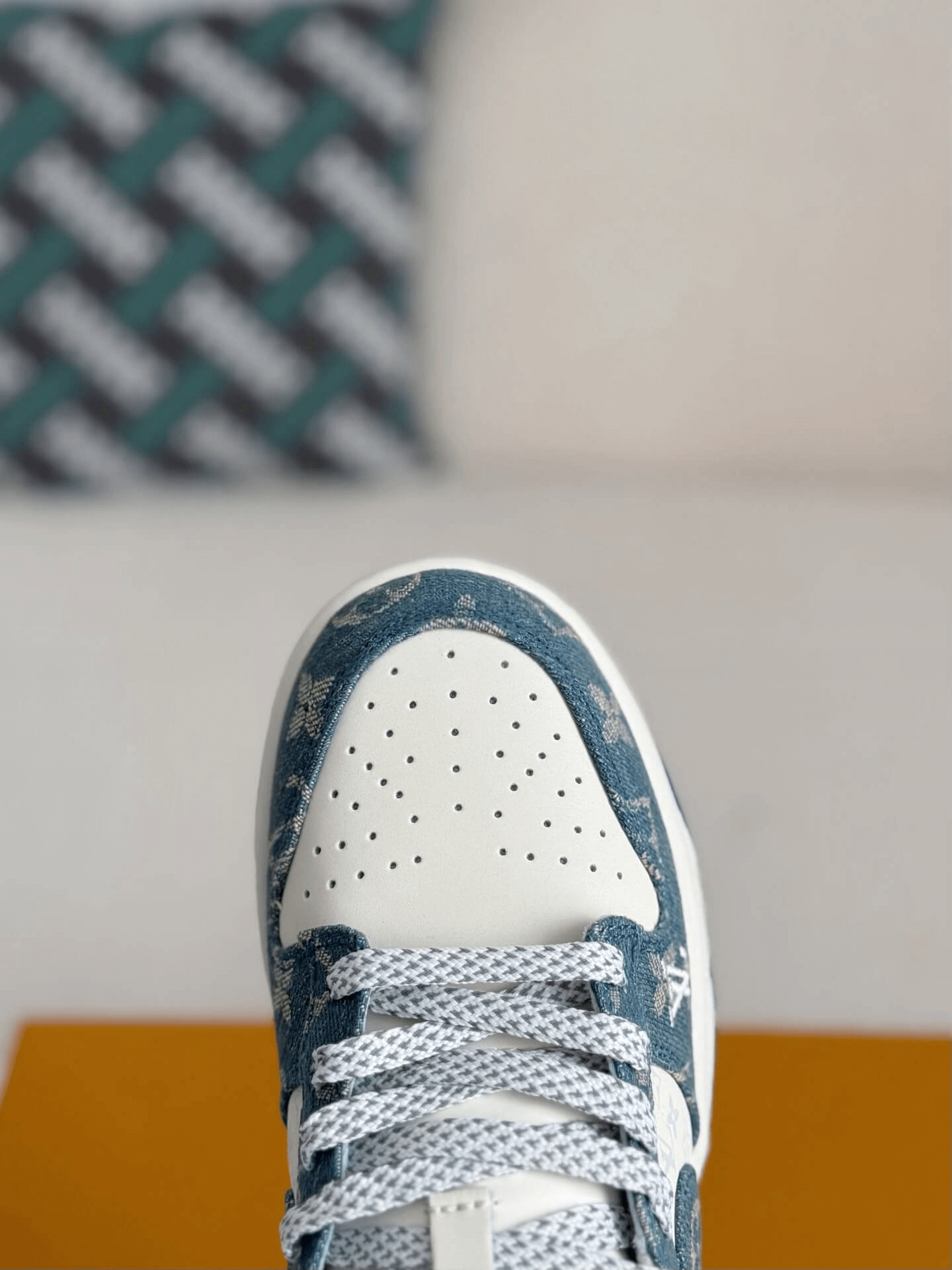 Louis Vuitton x Nike SB Dunk Low White Blue Monogram Denim CUSTOM