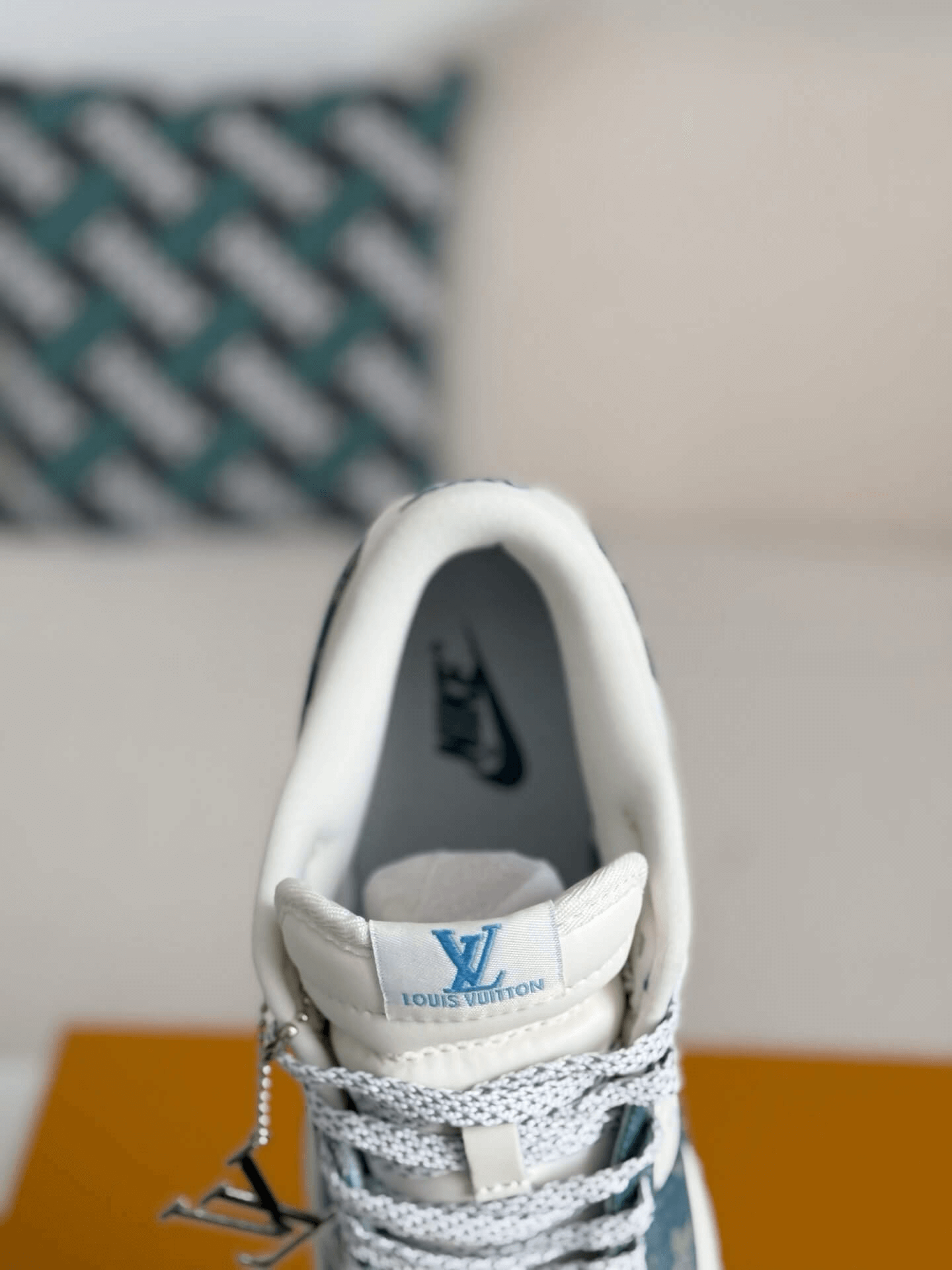 Louis Vuitton x Nike SB Dunk Low White Blue Monogram Denim CUSTOM