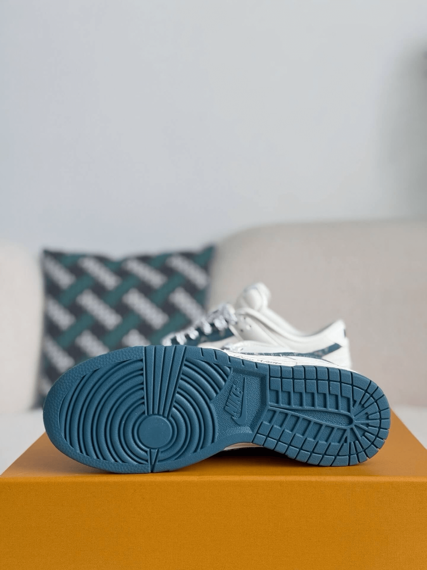 Louis Vuitton x Nike SB Dunk Low White Blue Monogram Denim CUSTOM
